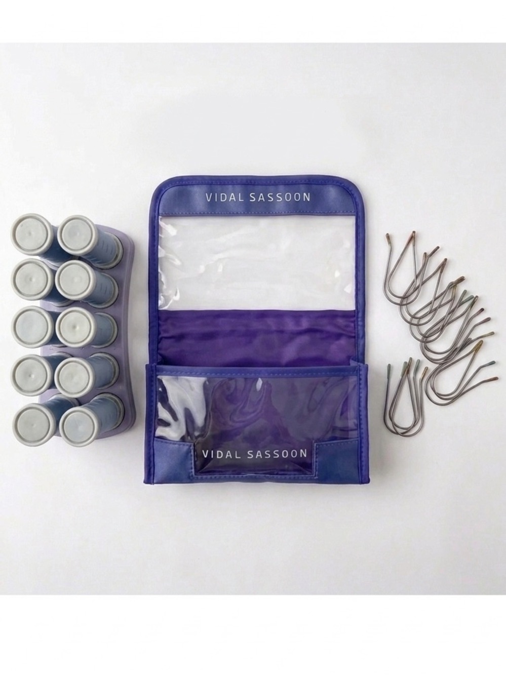 Vidal Sassoon Vintage 2003 Travel Hot Rollers VS306 10 Piece Heated Set Purple